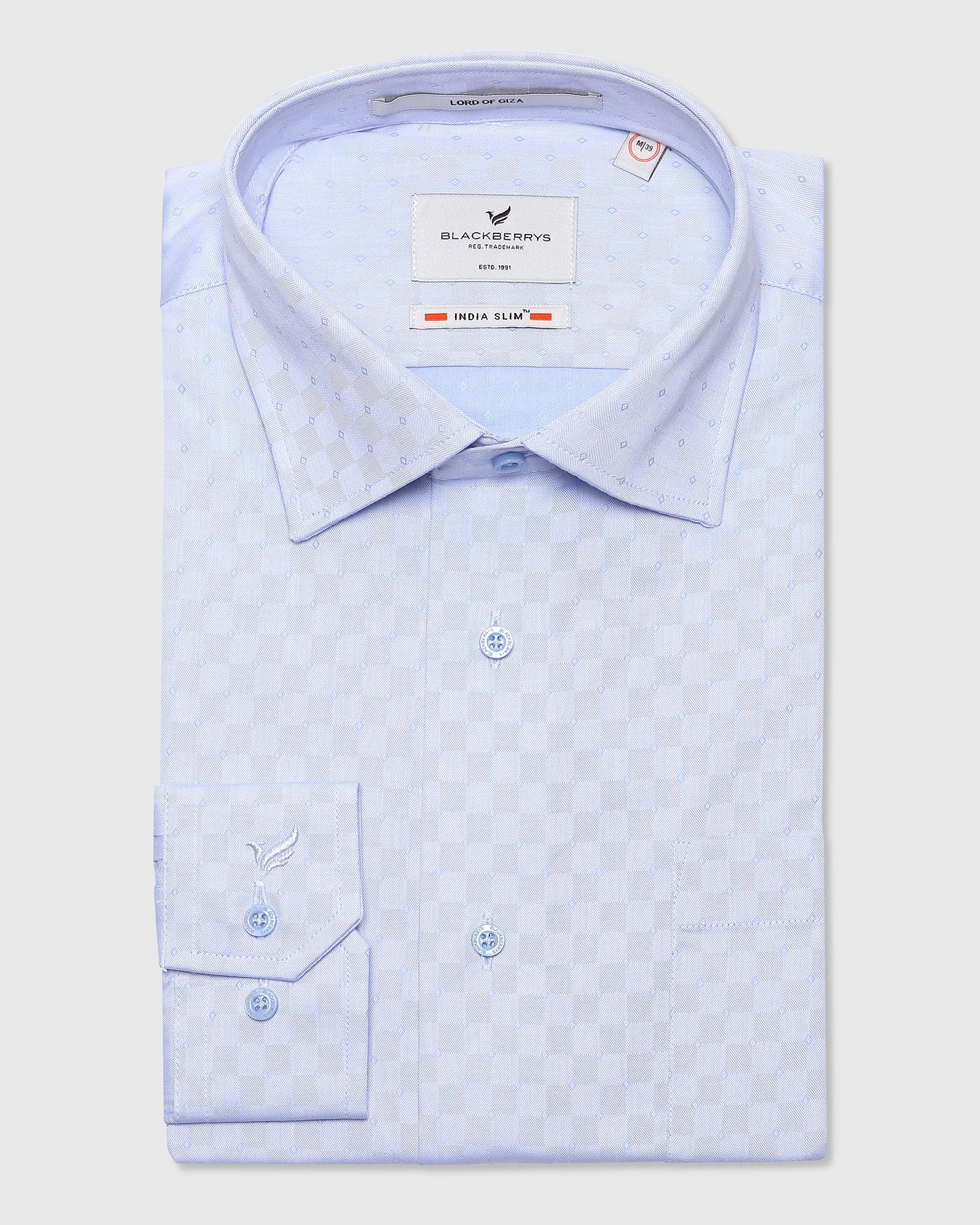 Formal Blue Textured Shirt - Crome