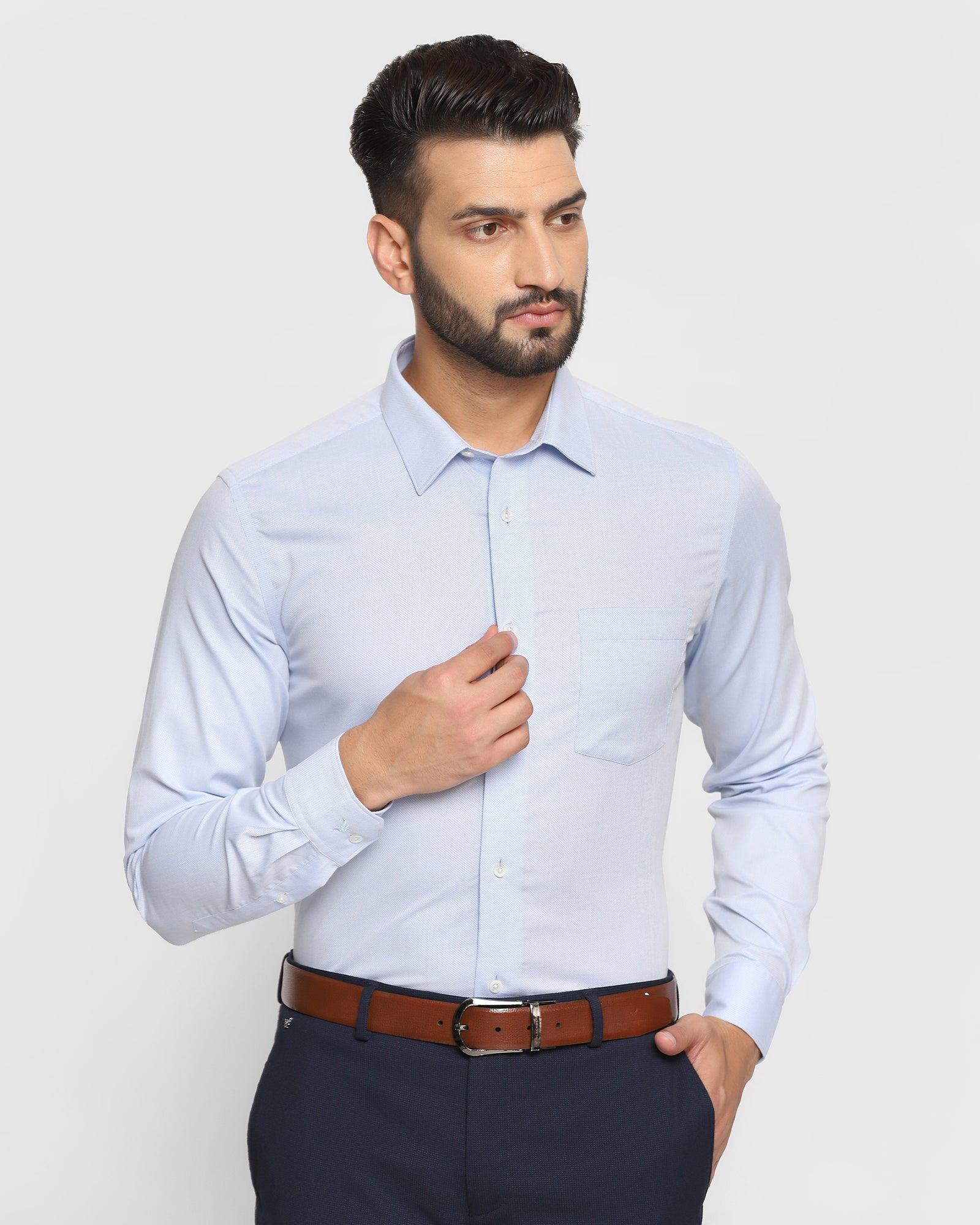 Formal Blue Textured Shirt - Setra