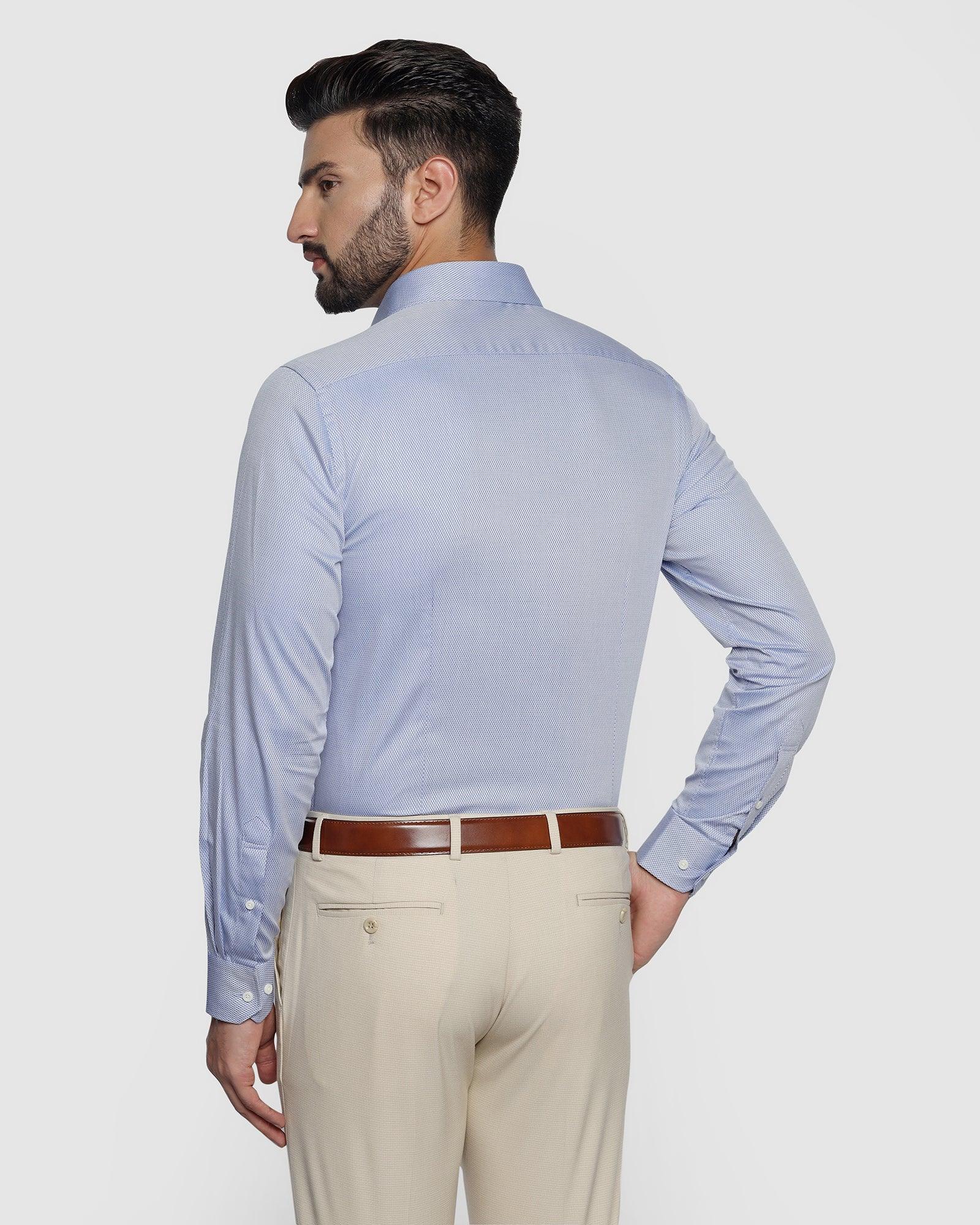Formal Blue Textured Shirt - Verno