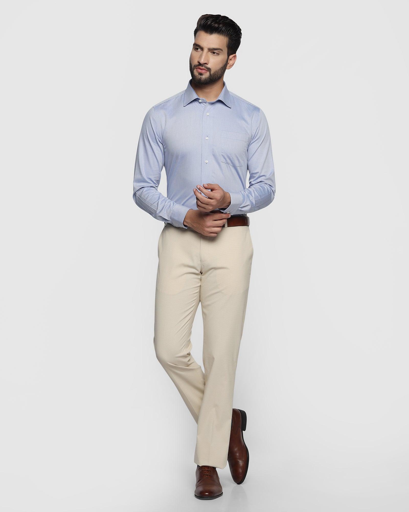 Formal Blue Textured Shirt - Verno