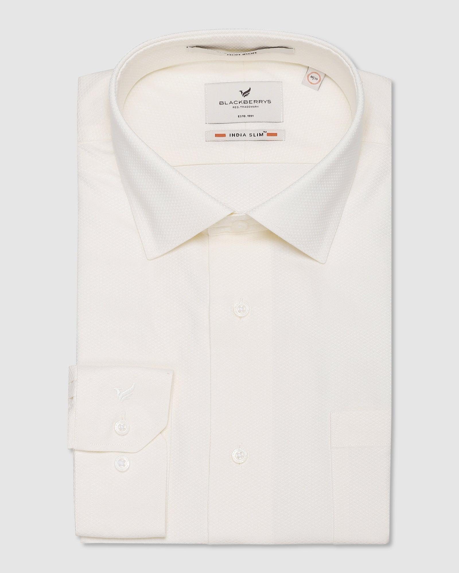 Non Iron Formal Cream Textured Shirt - Dofip