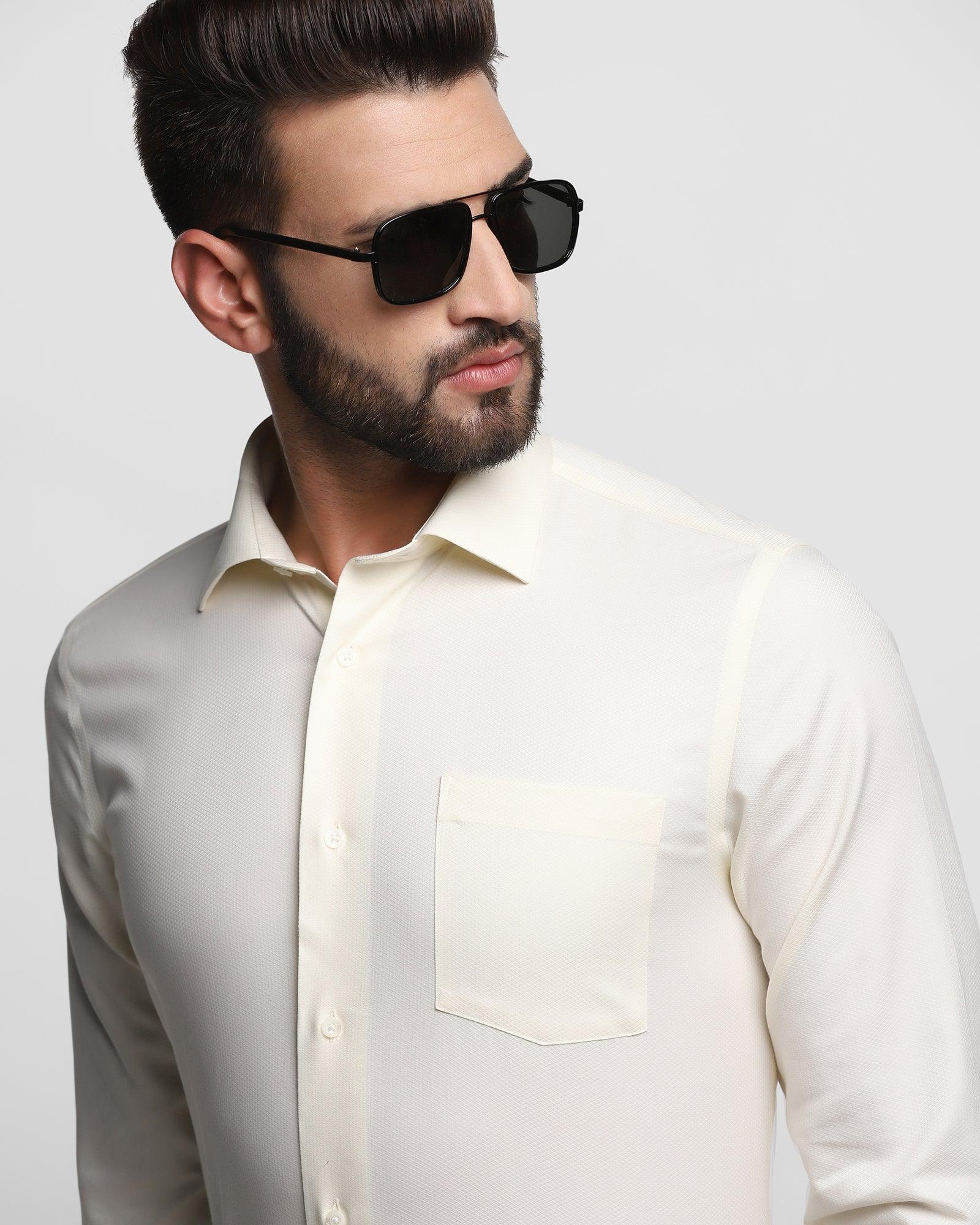 Non Iron Formal Cream Textured Shirt - Dofip