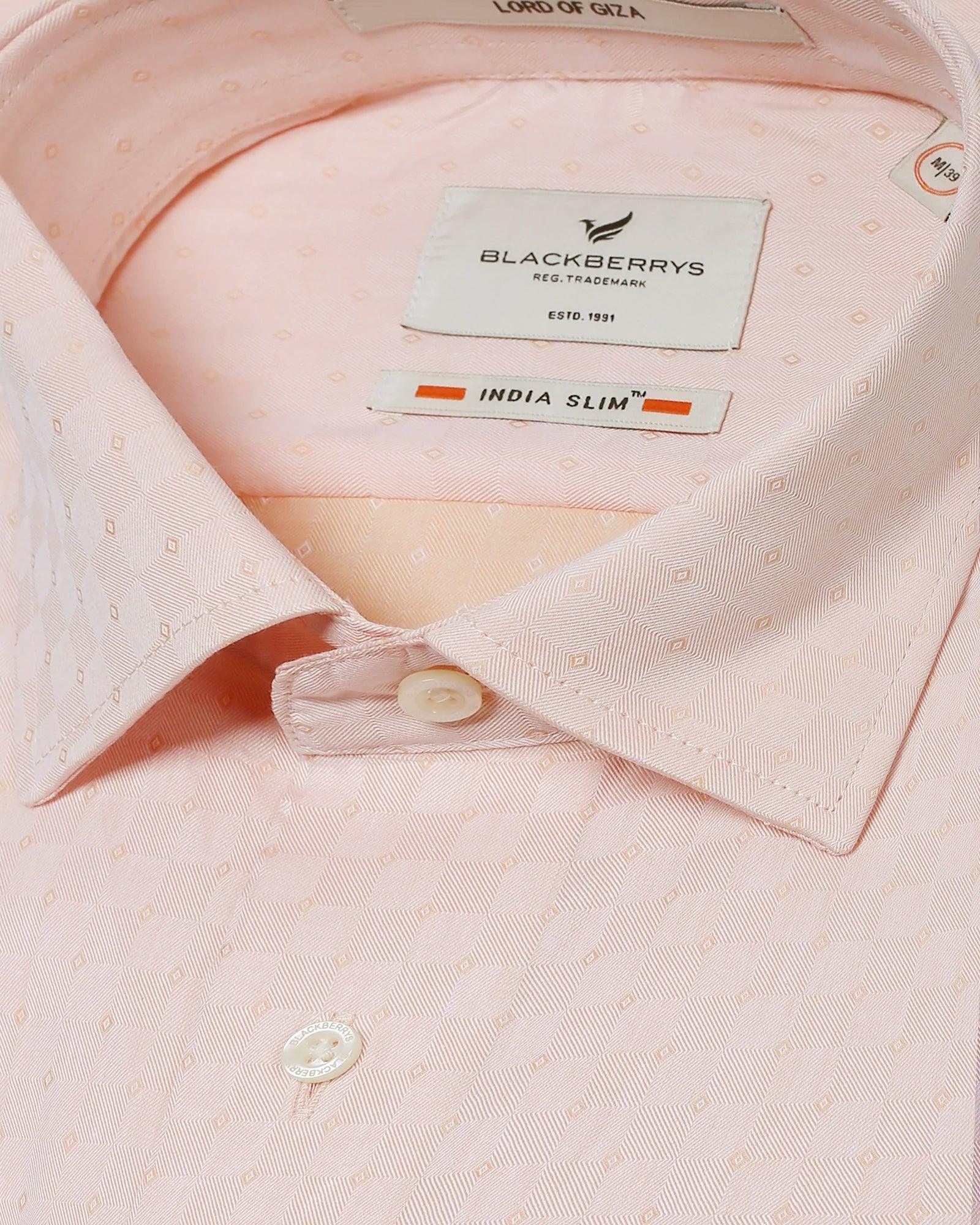 Formal Peach Textured Shirt - Crome