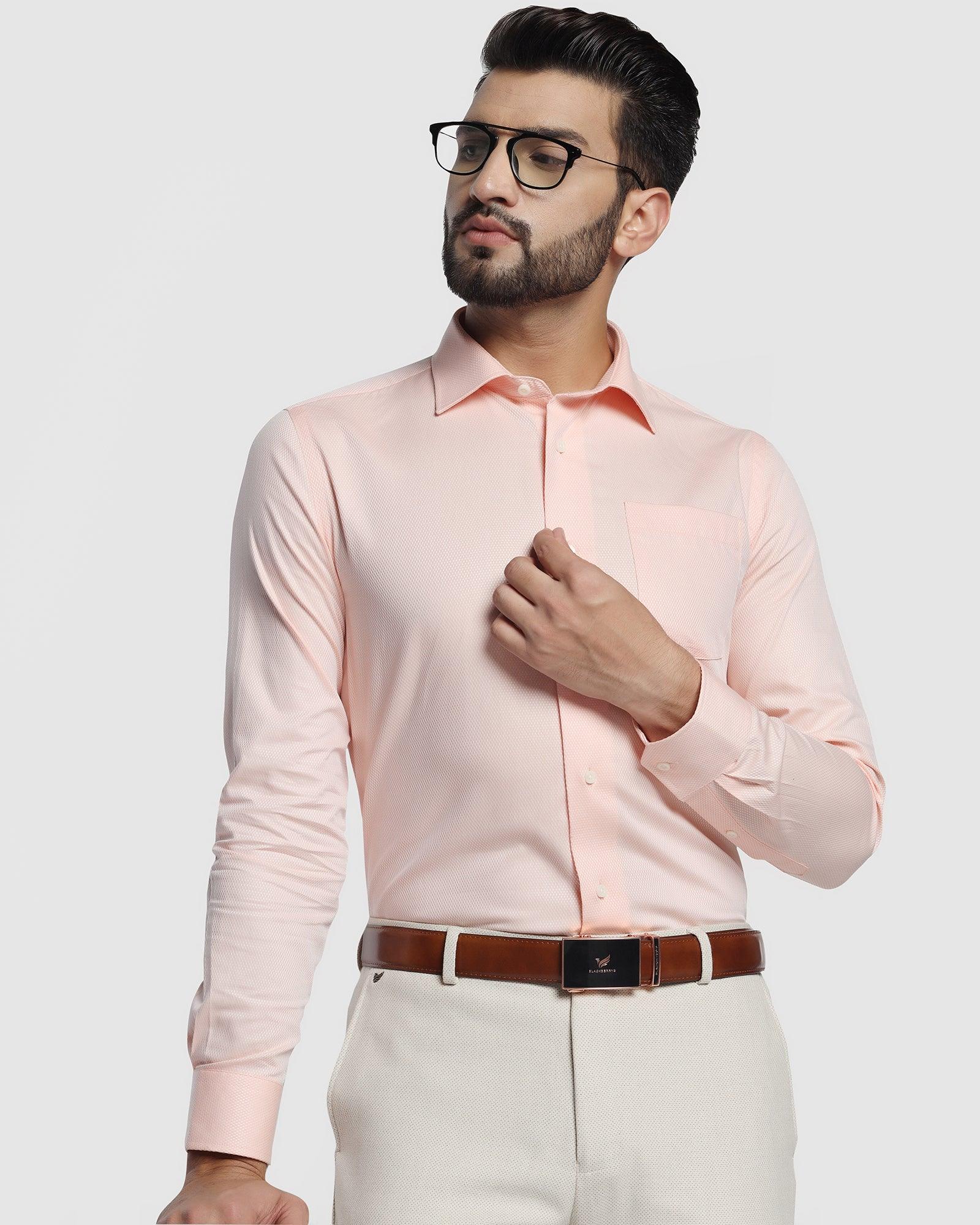 Formal Peach Textured Shirt - Verno
