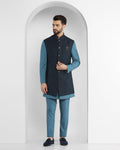 Textured Ethnic 2 Pcs Suit In Blue (King) - Blackberrys