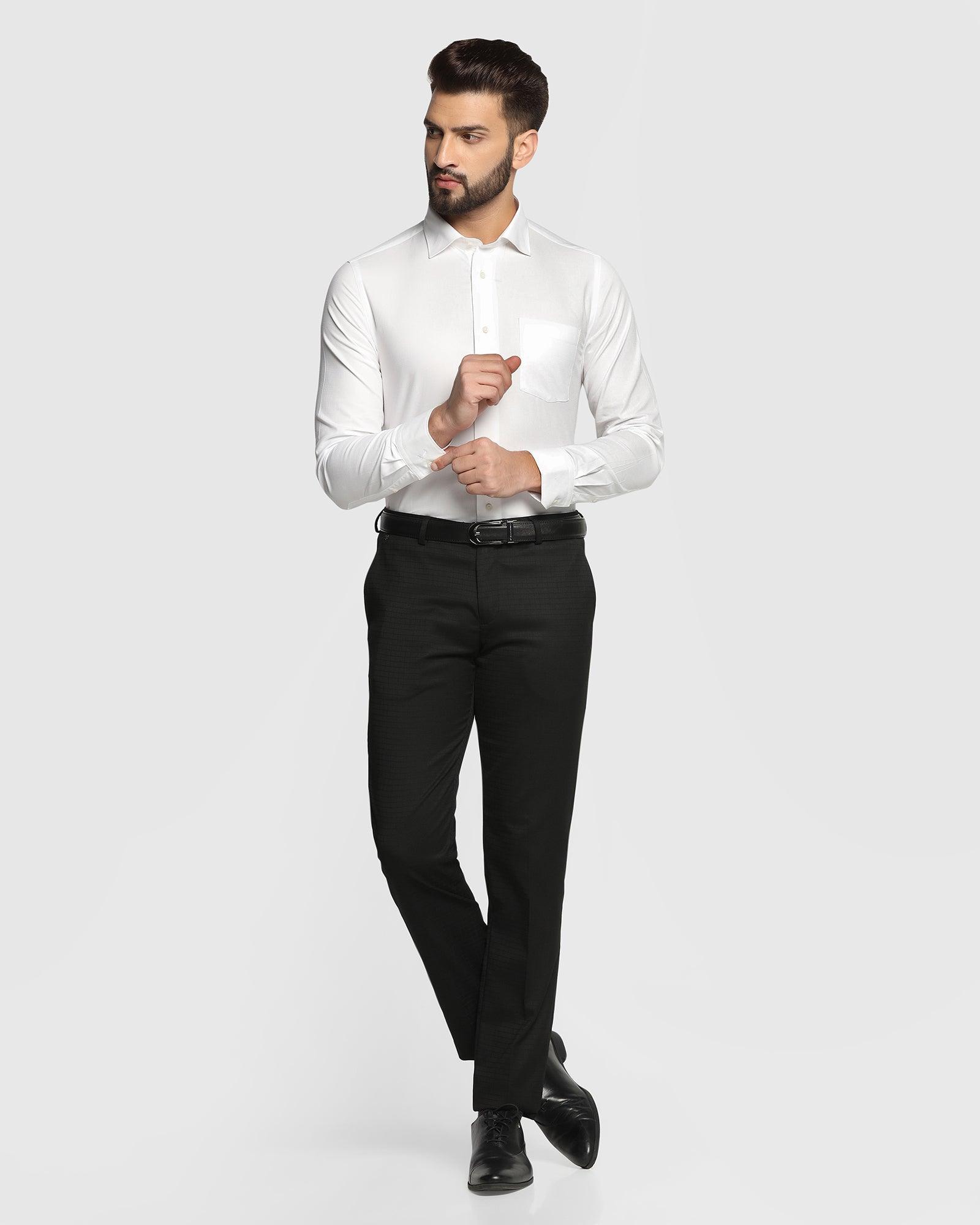 Slim Fit B-91 Formal Black Textured Trouser - Trim