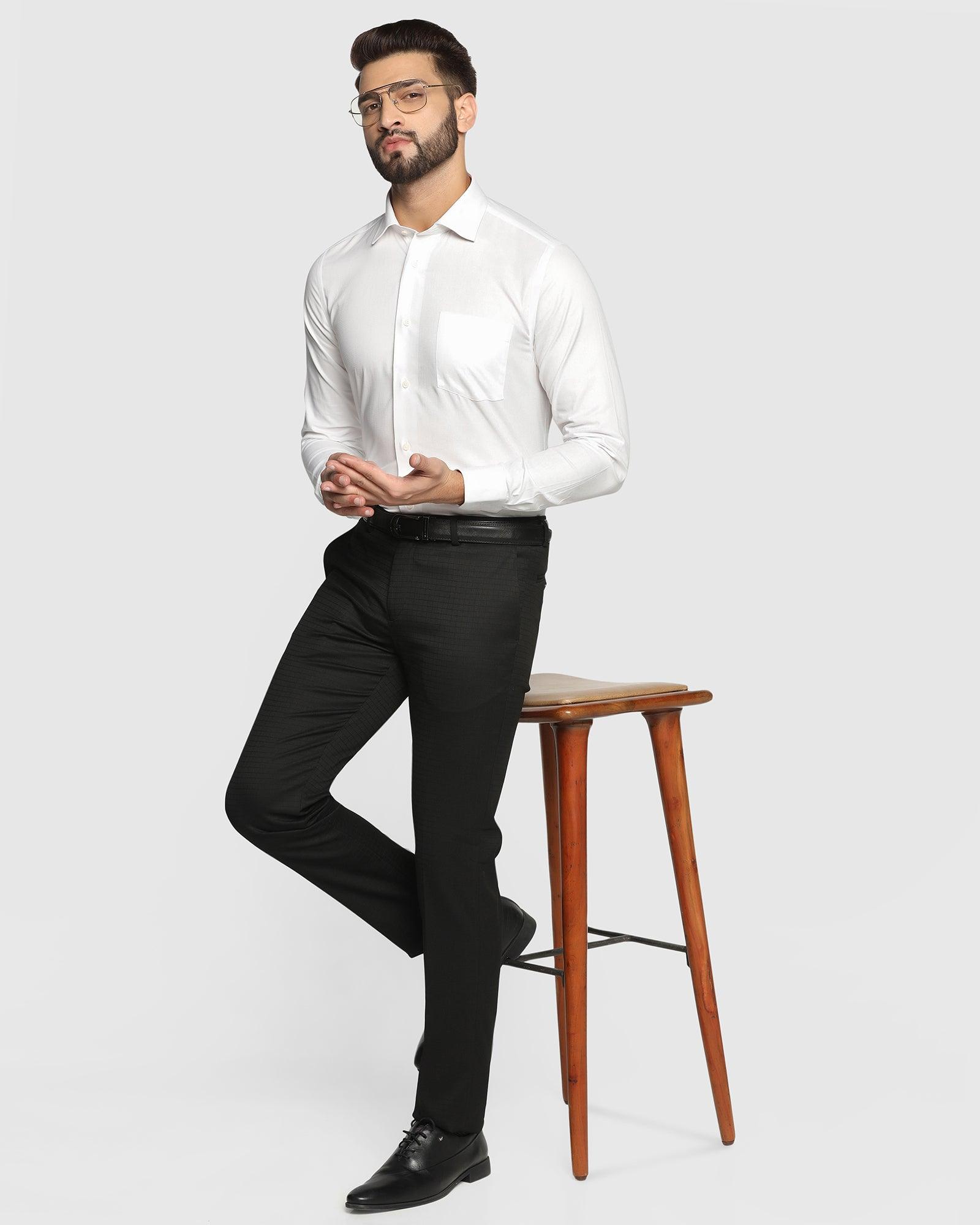 Slim Fit B-91 Formal Black Textured Trouser - Trim