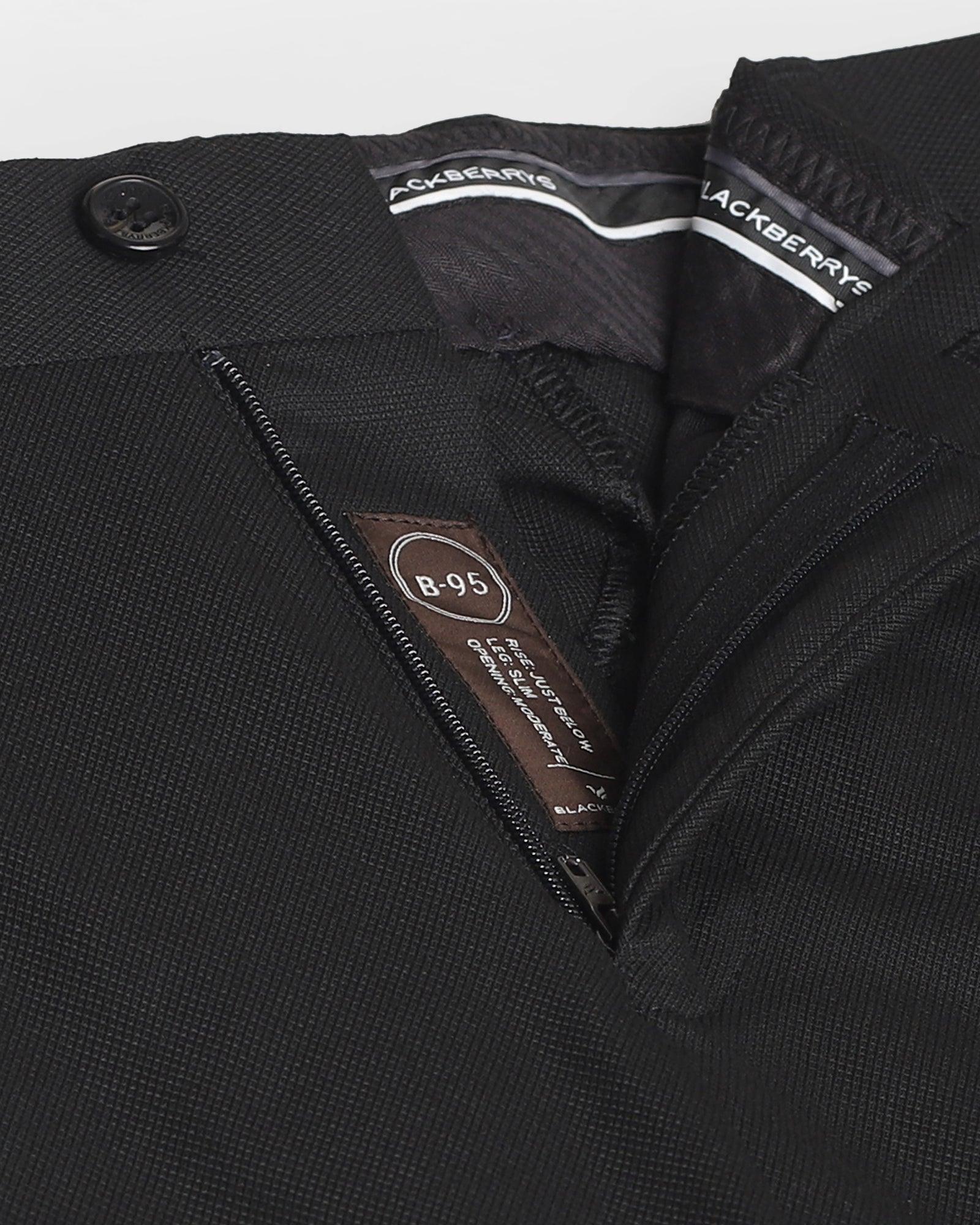 Slim Comfort B-95 Formal Black Textured Trouser - Hector