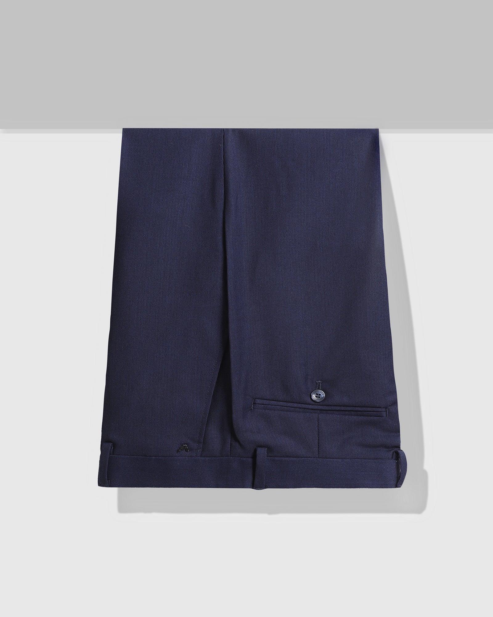 Slim Fit B-91 Formal Blue Textured Trouser - Germ