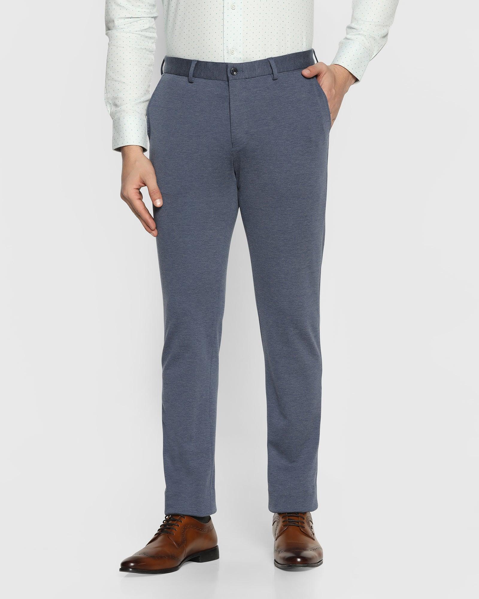Slim Fit B-91 Formal Blue Textured Trouser - Reflect