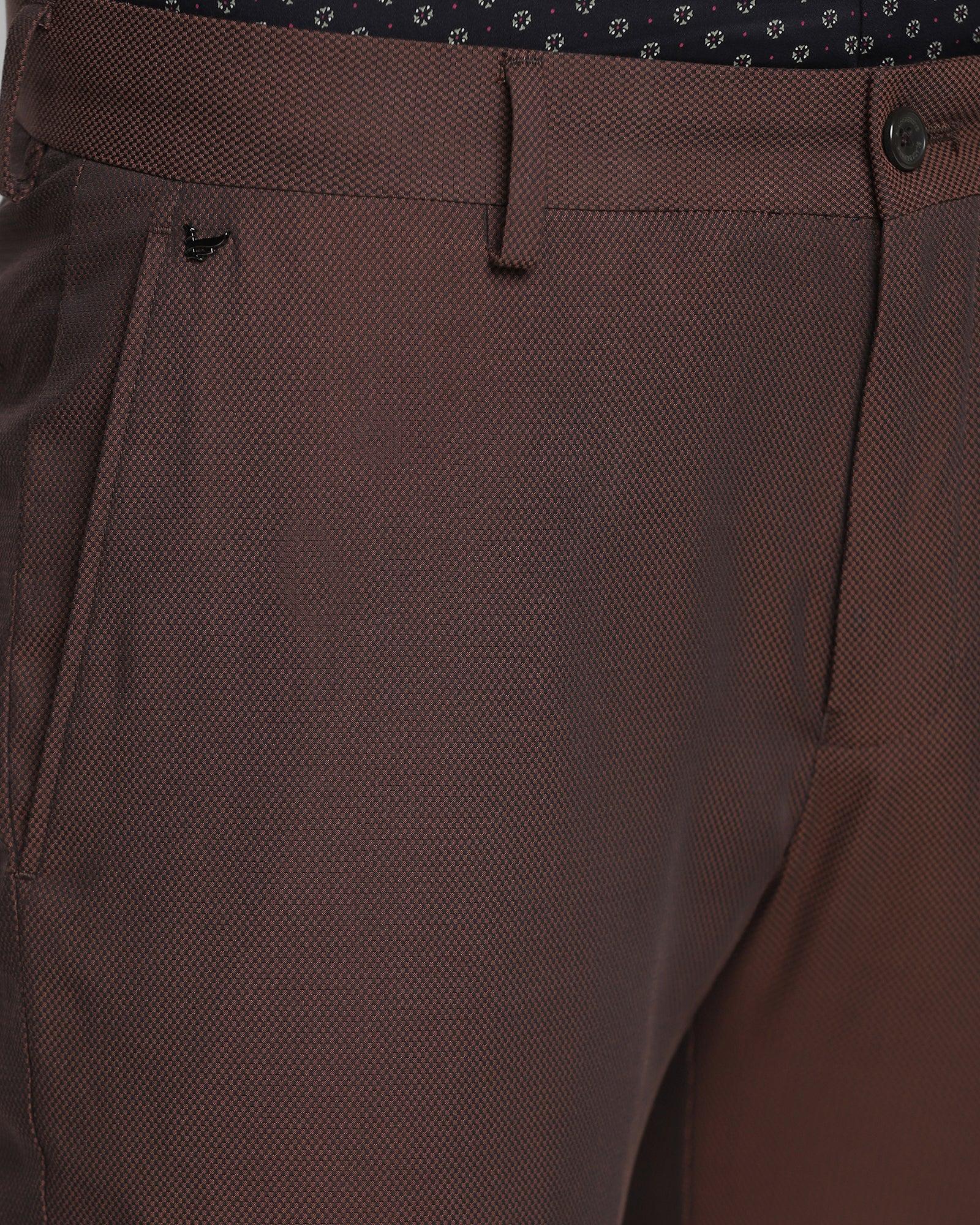 Slim Comfort B-95 Formal Brown Textured Trouser - Mandis