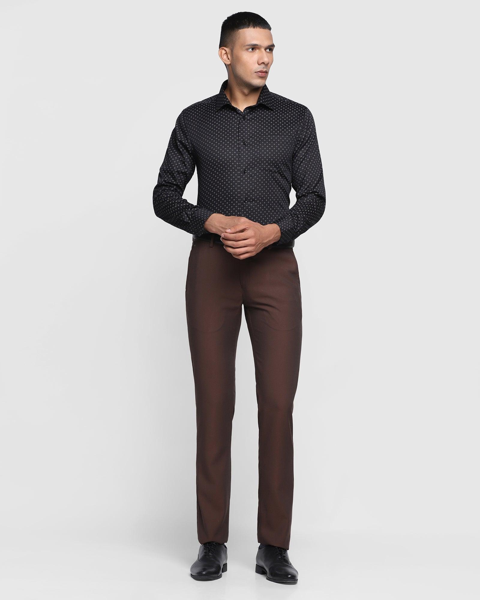 Buy Metal Comfy Brown Slim Fit Self Pattern Trousers for Mens Online  Tata  CLiQ
