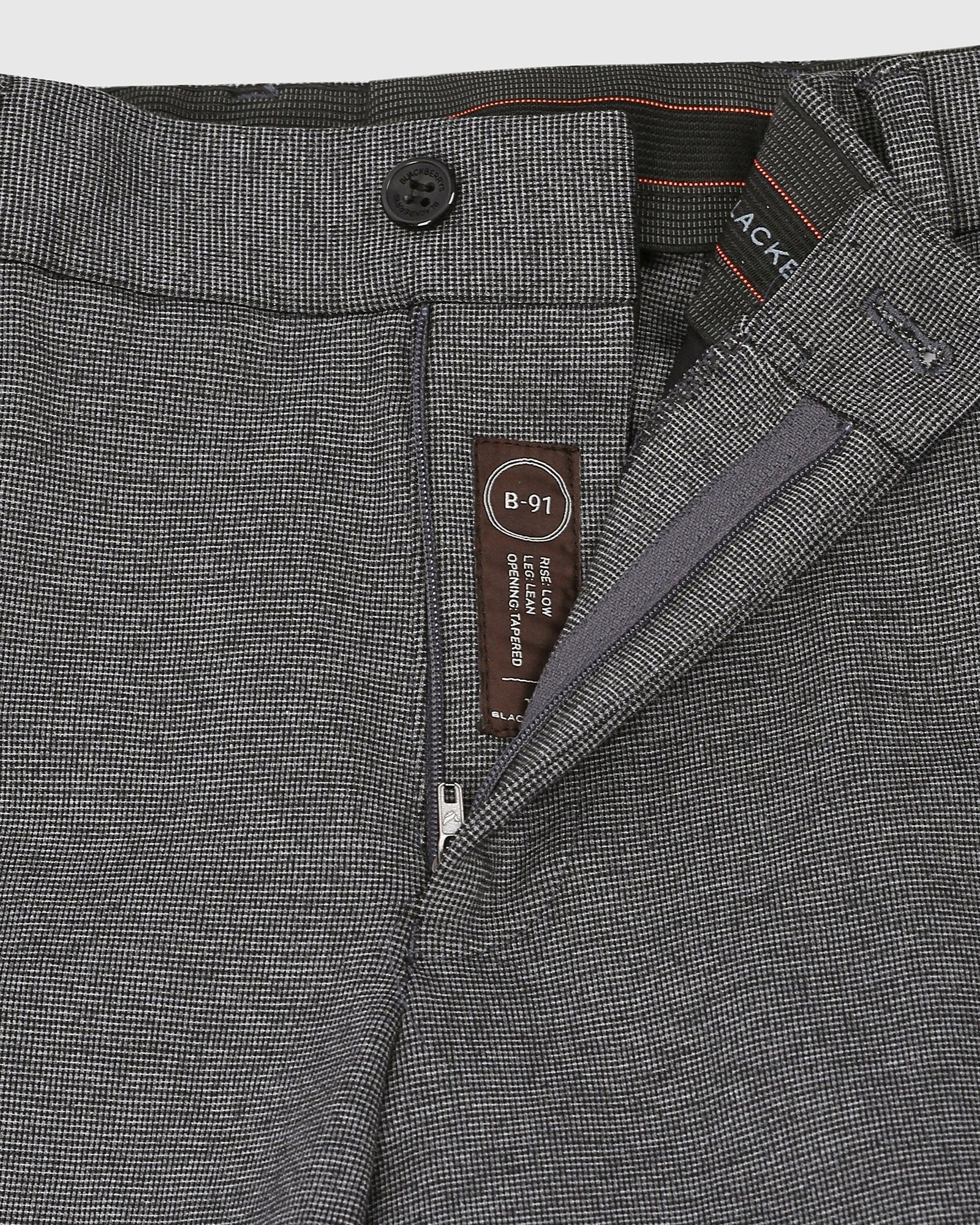 Slim Fit B-91 Formal Dark Grey Textured Trouser - Walk