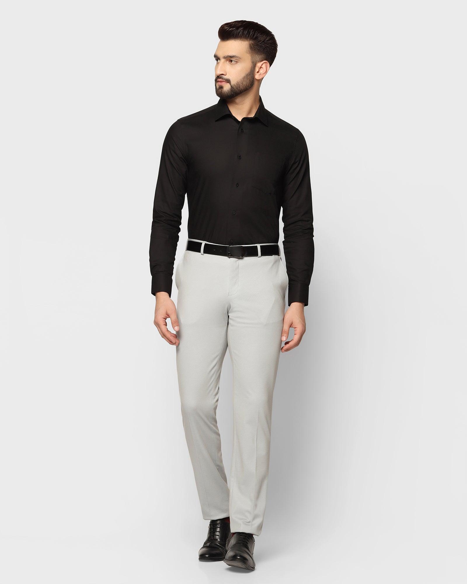 Slim Fit B-91 Formal Grey Textured Trouser - Stret