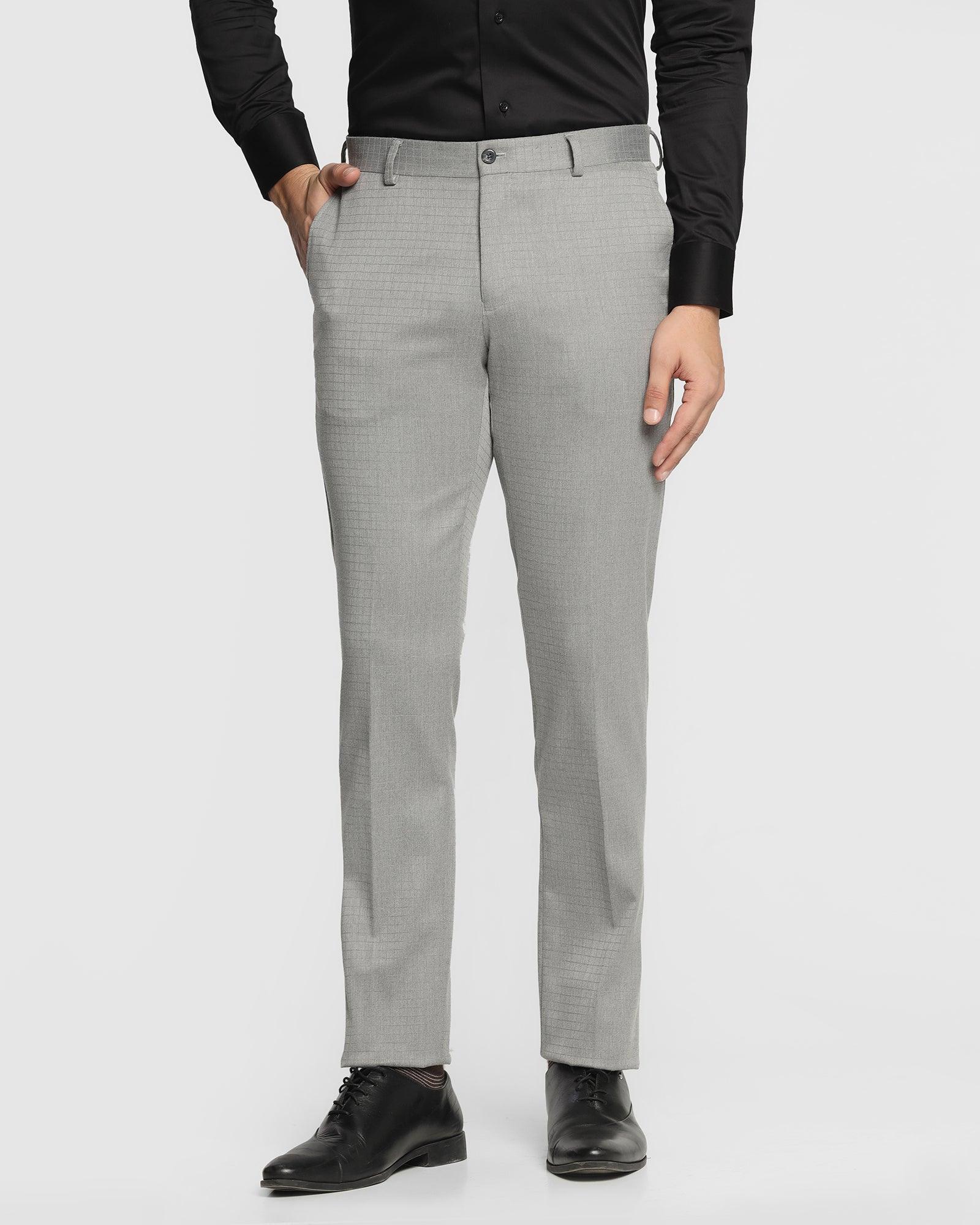 Slim Fit B-91 Formal Grey Textured Trouser - Trim