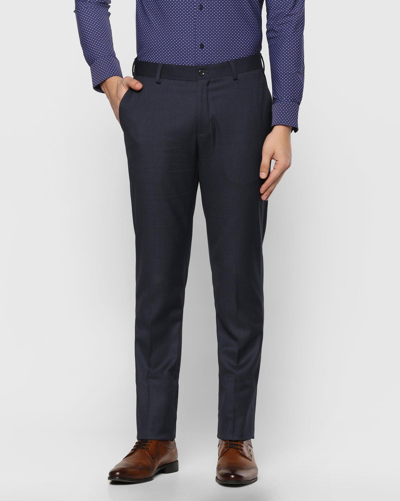 Slim Fit B-91 Formal Navy Textured Trouser - Solo
