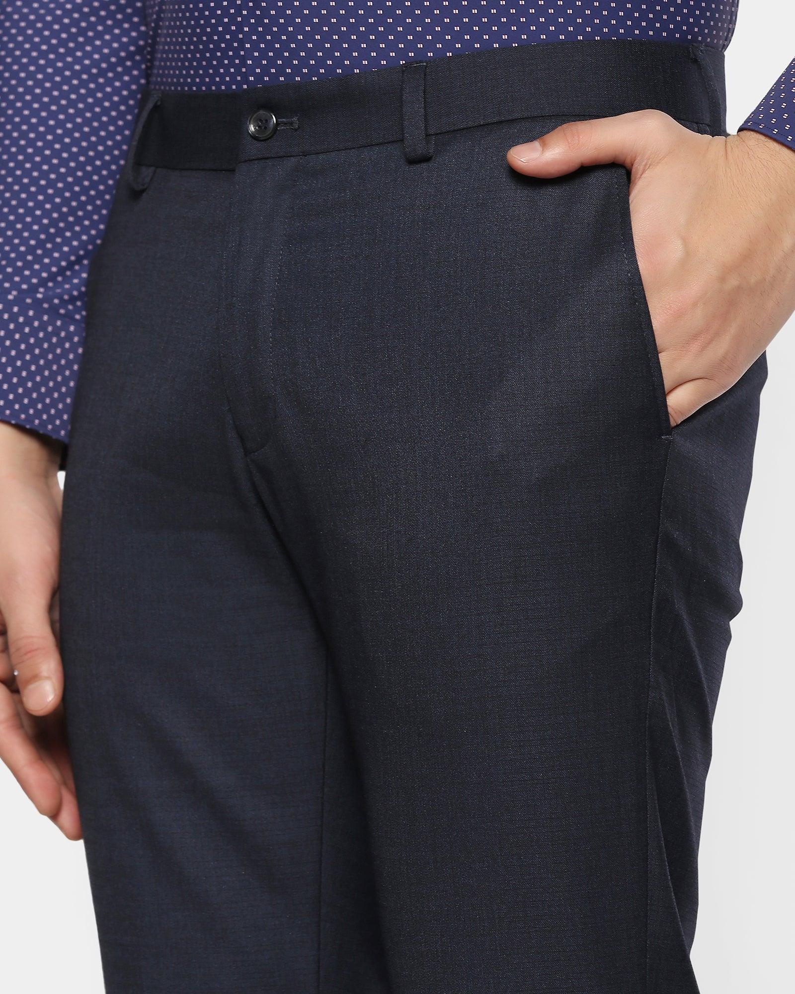 Slim Fit B-91 Formal Navy Textured Trouser - Solo
