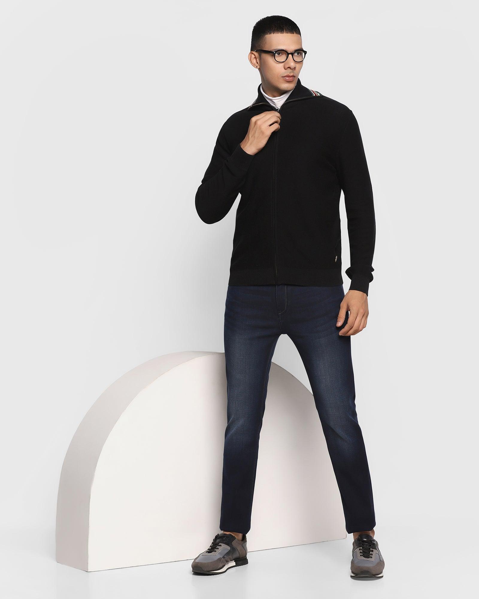 Stylized Collar Sweater In Jet Black (Christopher) - Blackberrys