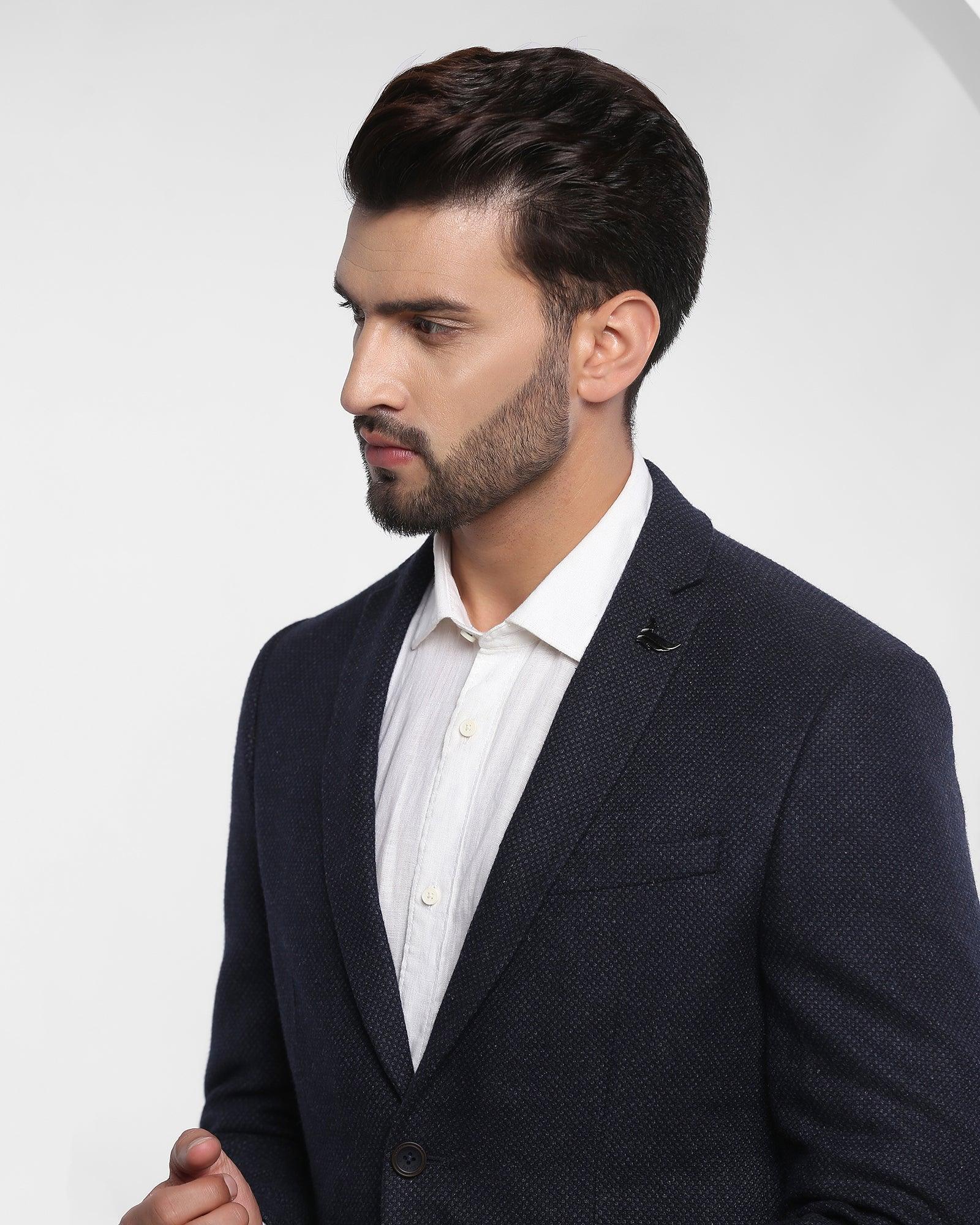 Casual Navy Textured Blazer - Tommy