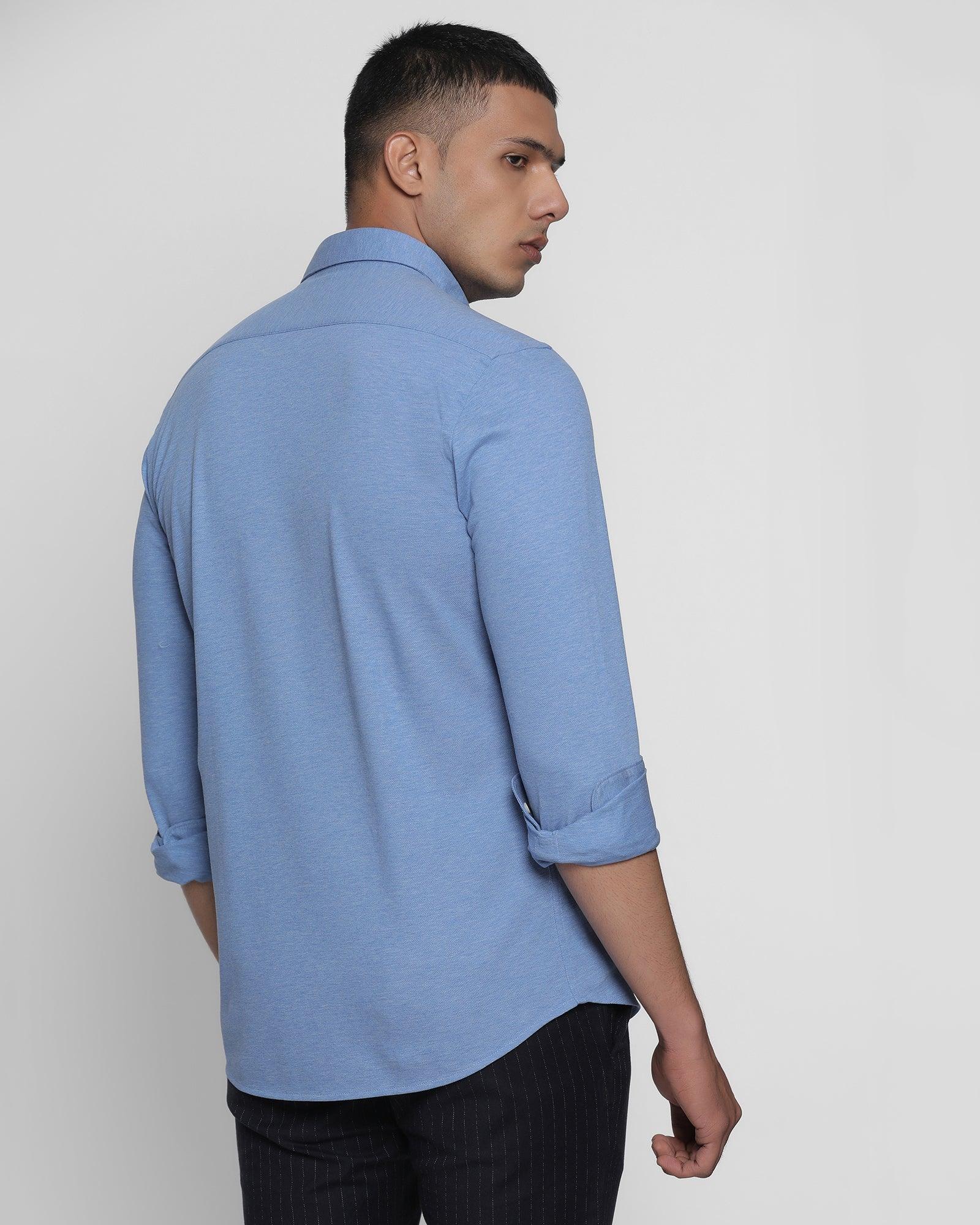 Casual Blue Solid Shirt - Tyler