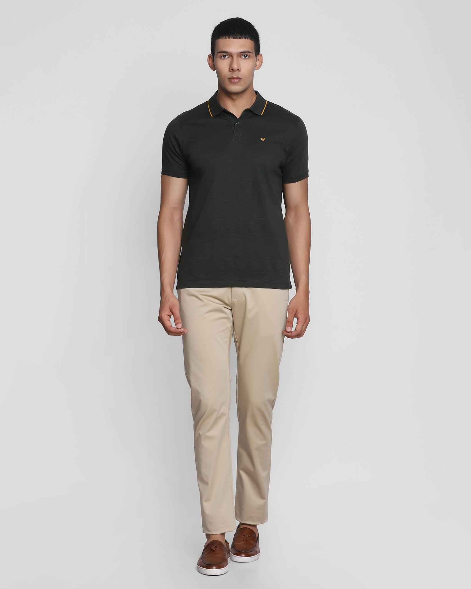 Polo Olive Textured T Shirt - Tyrant