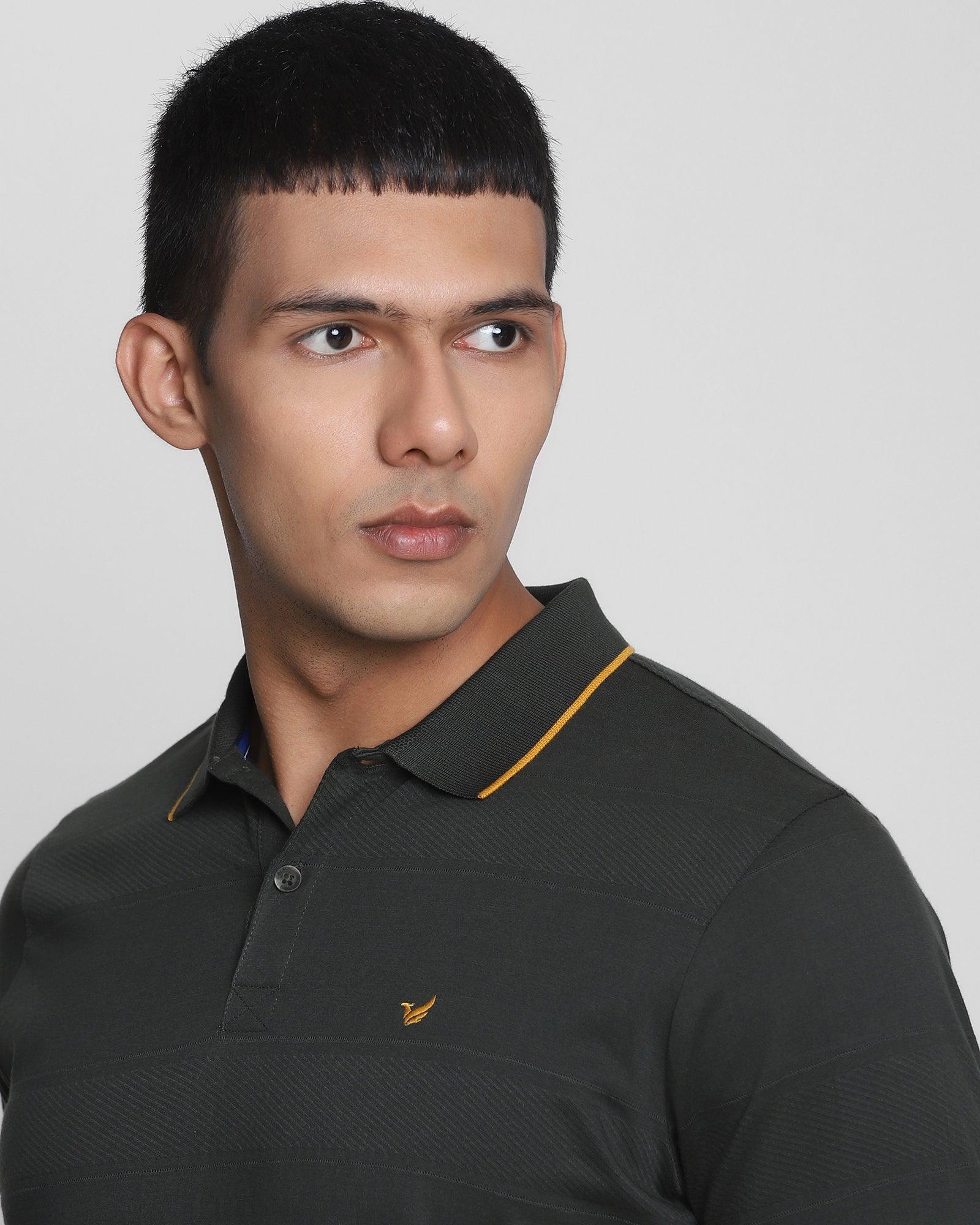 Polo Olive Textured T Shirt - Tyrant