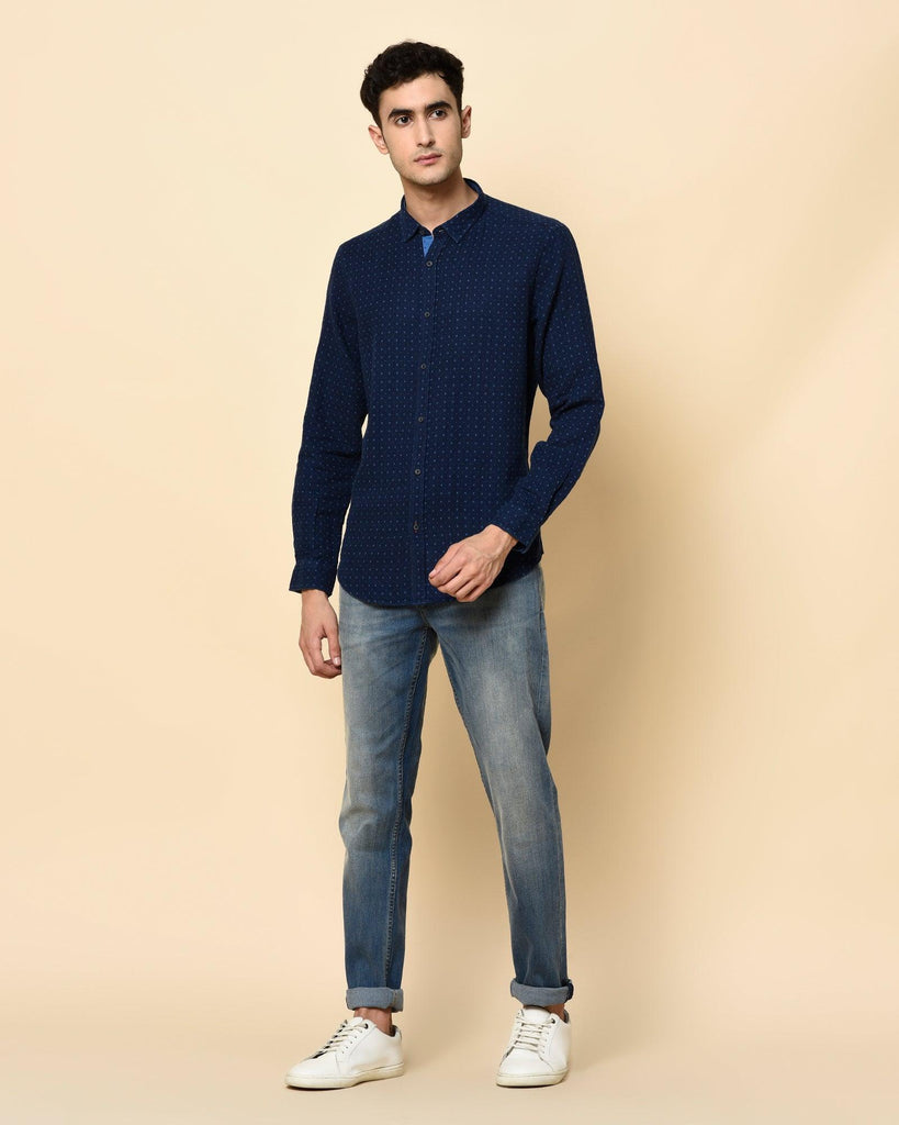 Casual Indigo Blue Printed Shirt - Dorma