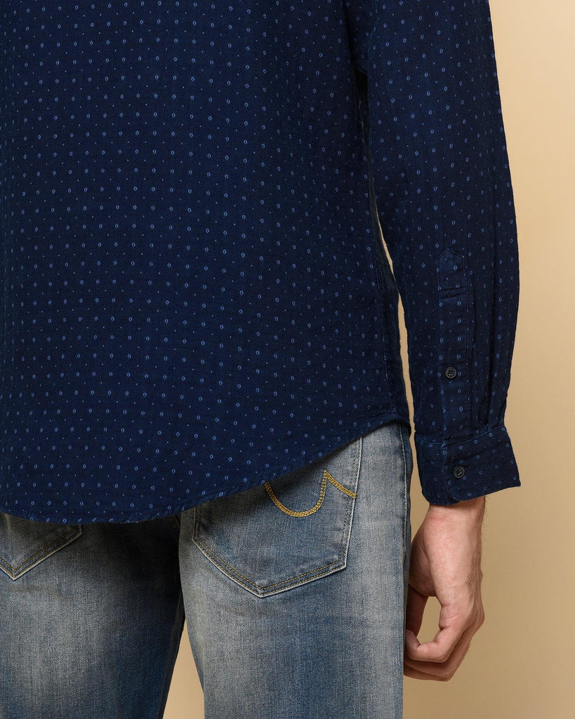 Casual Indigo Blue Printed Shirt - Dorma