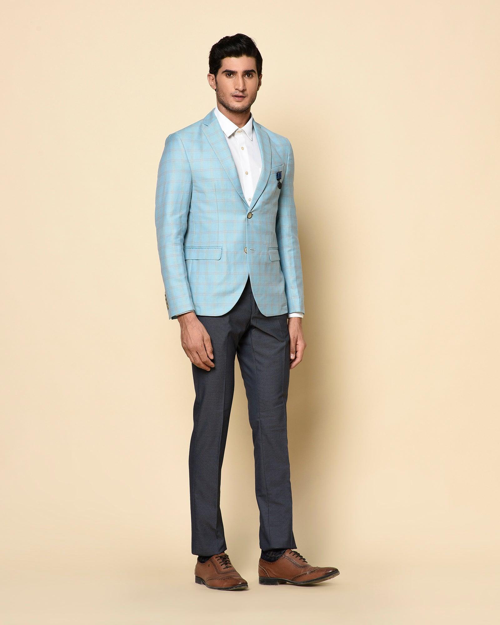 Linen Formal Blue Check Blazer - Etcher - Blackberrys