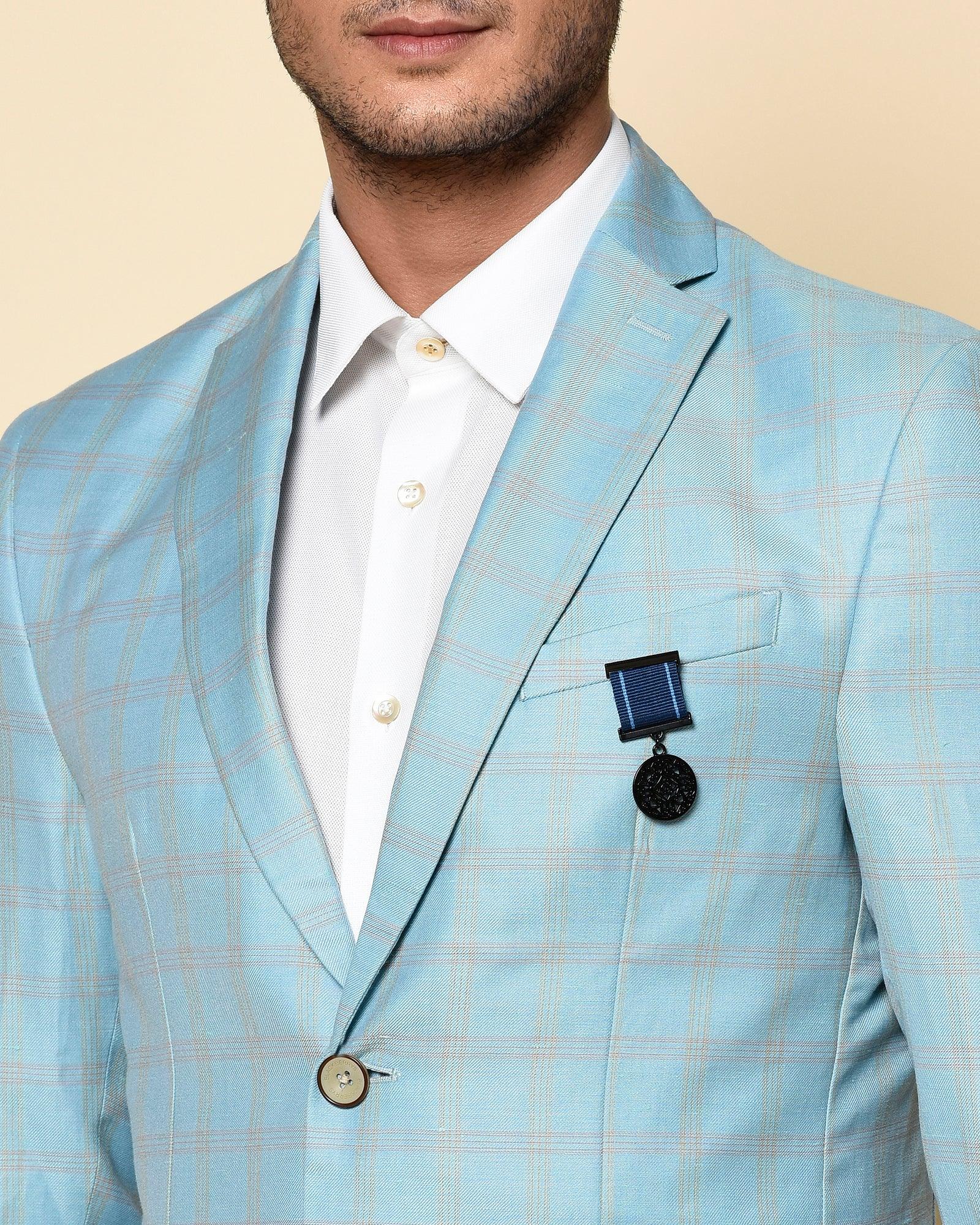 Linen Formal Blue Check Blazer - Etcher - Blackberrys