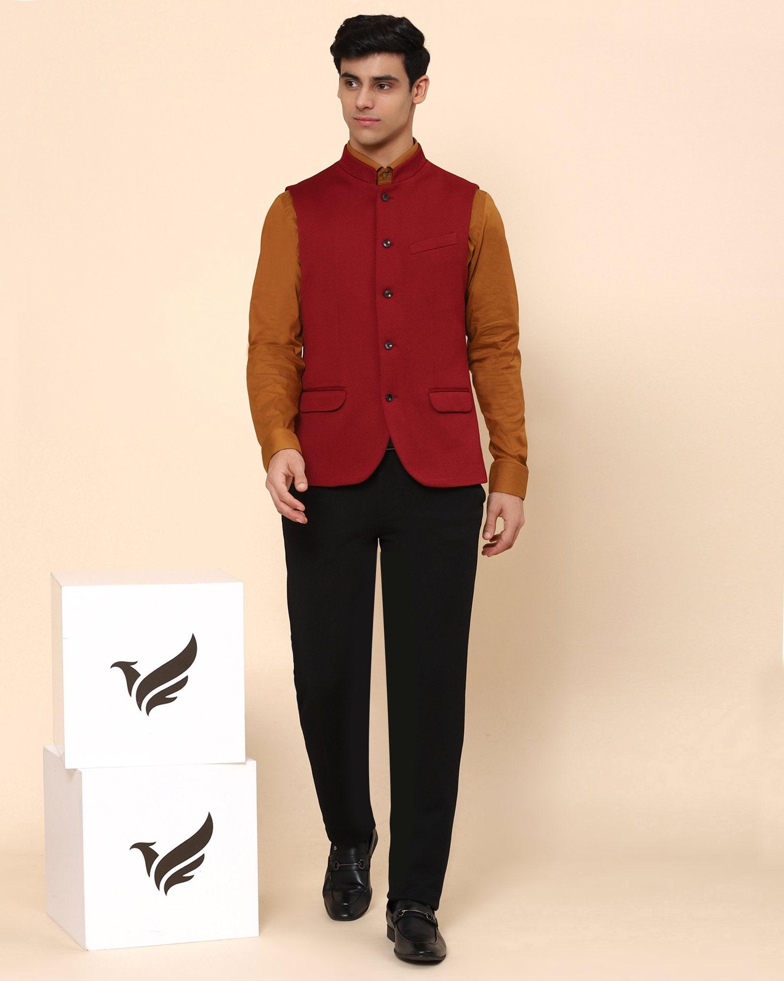 Vann Knitted Bandgala In Red - blackberrys-clothing