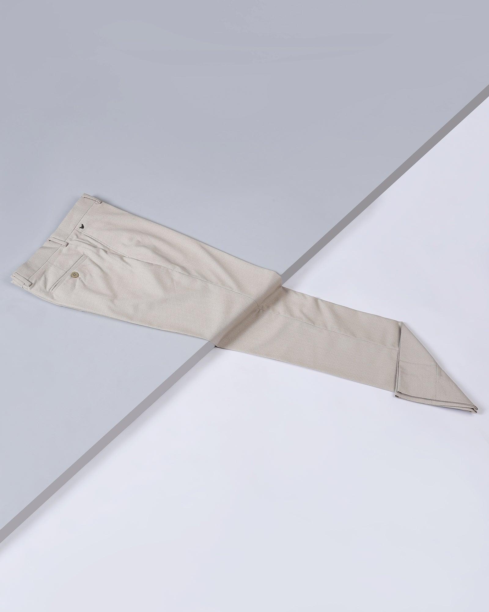 Slim Comfort B-95 Formal Beige Textured Trouser - Velta