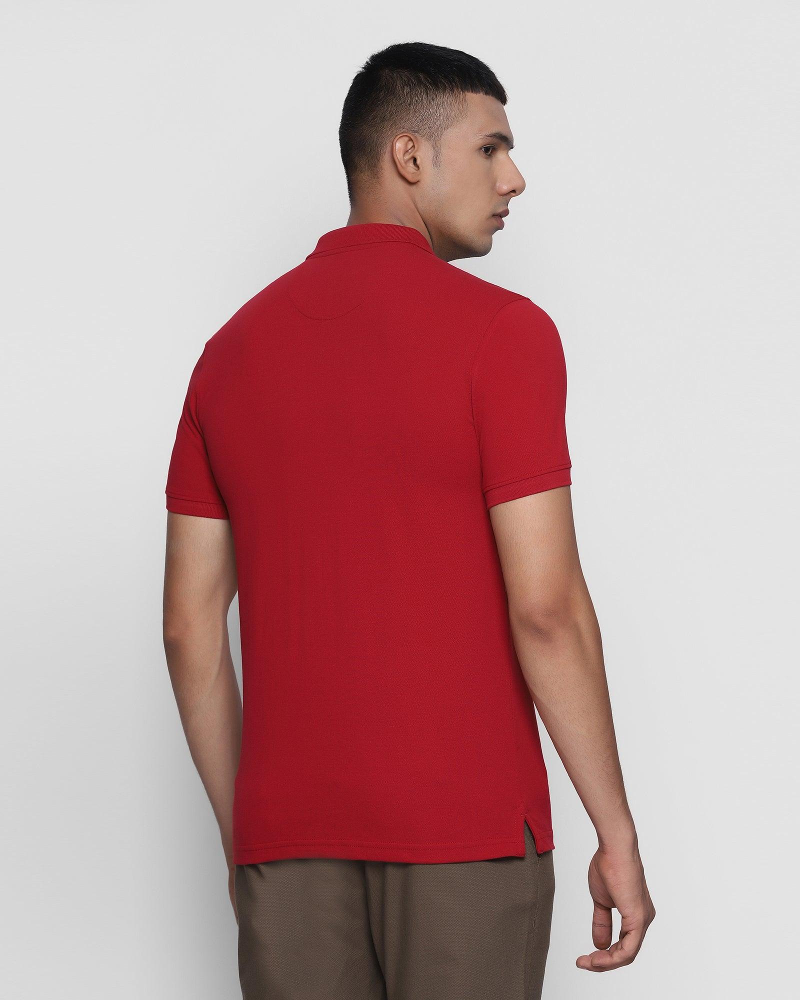 Polo Maroon Printed T Shirt - Vertigo
