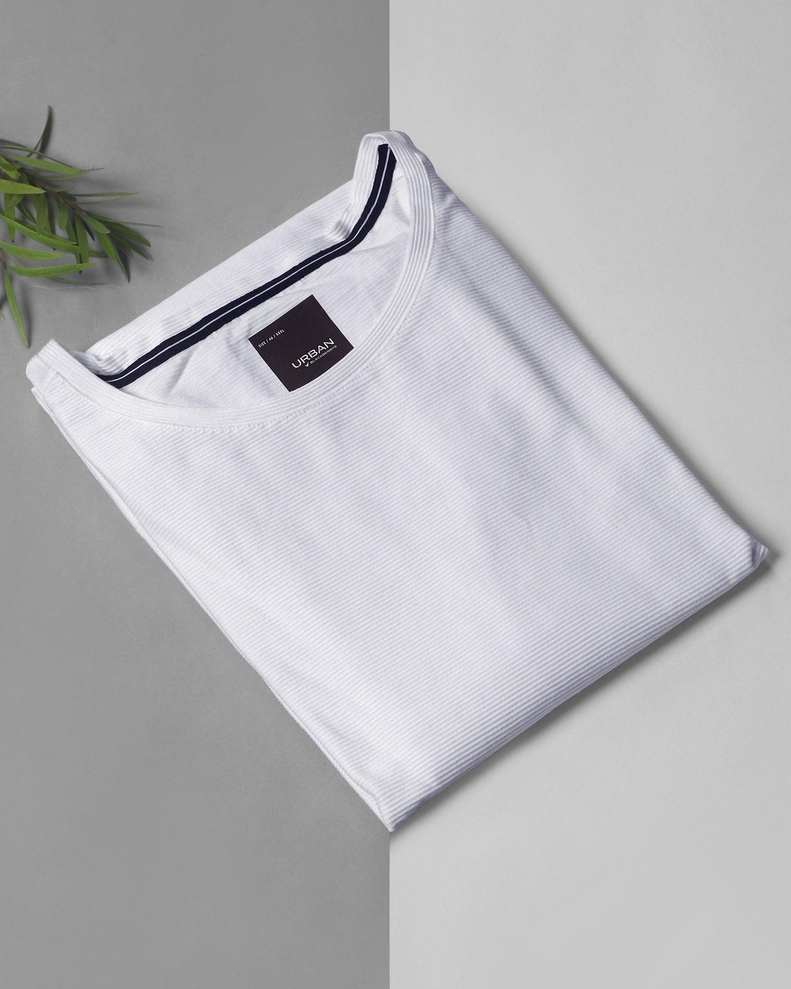 Crew Neck White Solid T Shirt - Wall
