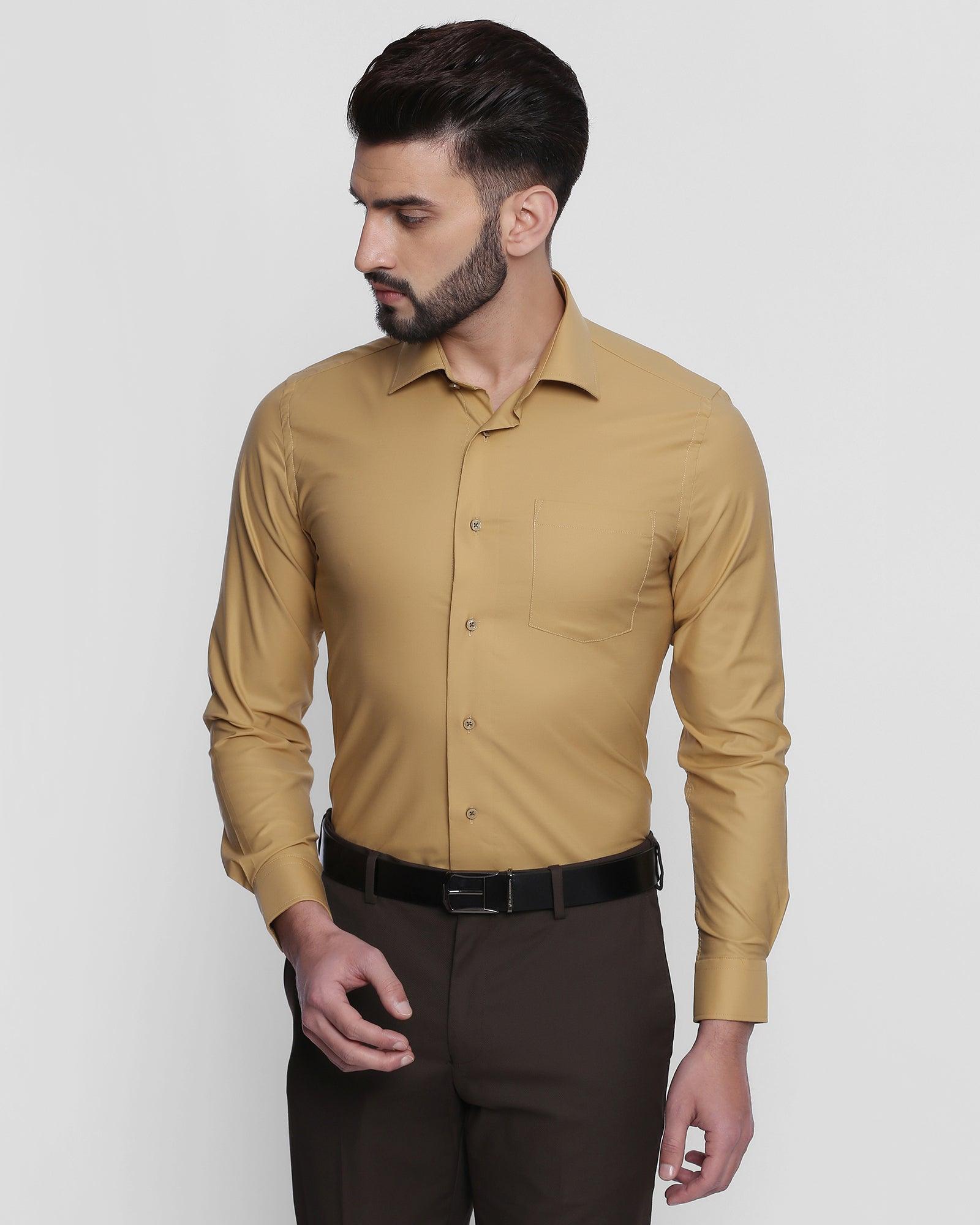 Formal Beige Solid Shirt - Zendick