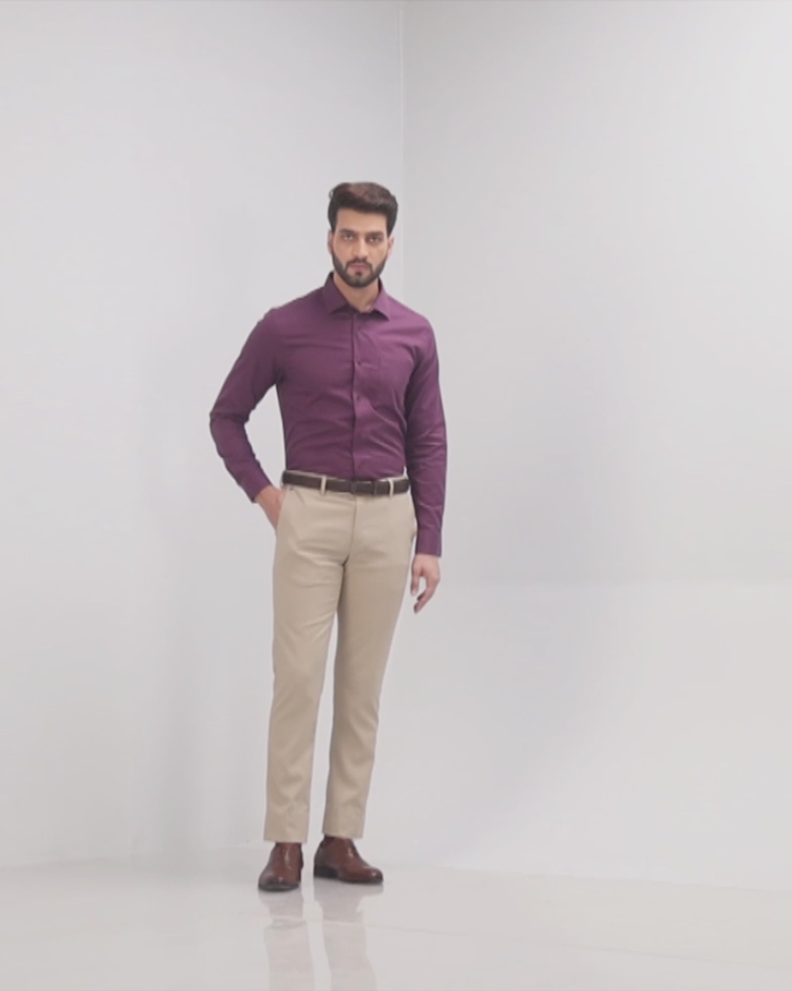 Non Iron Formal Plum Textured Shirt - Doffie