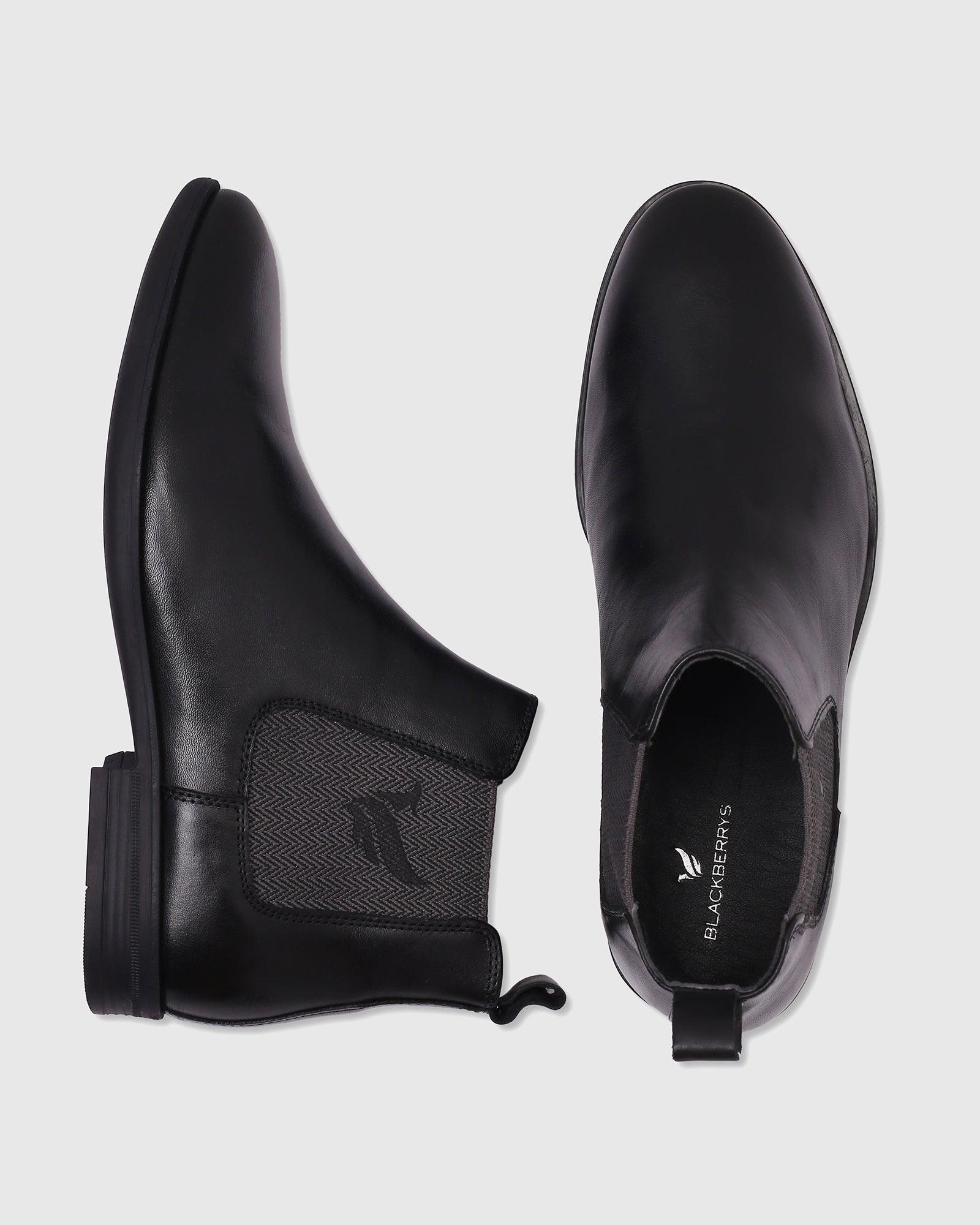 Leather Formal Black Solid Boot - Pajero